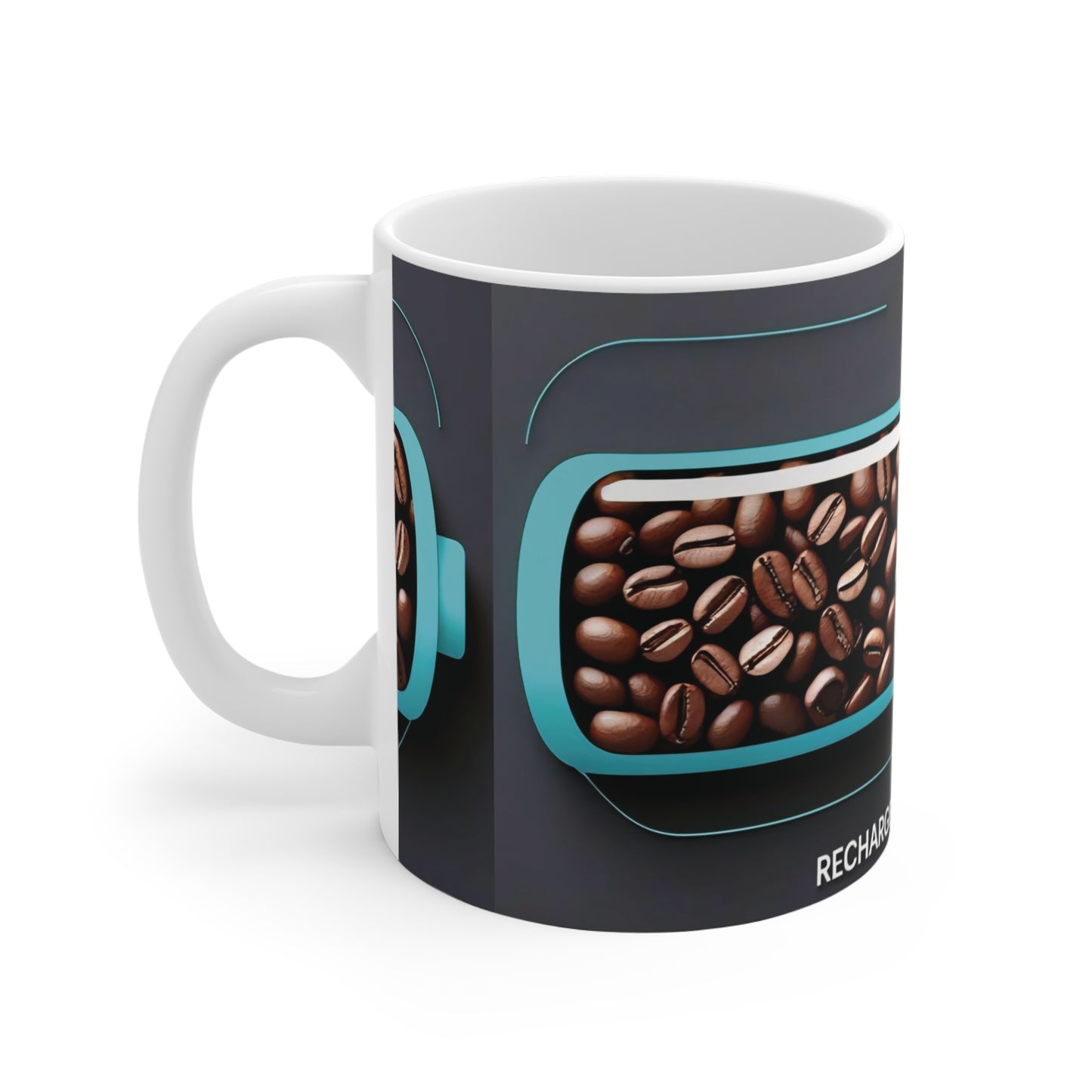 Coffee Recharge Mug - 11oz, Perfect Gift for Coffee Lovers, Funny Coffee Cup, Unique Office Mug, Hot Beverage Container