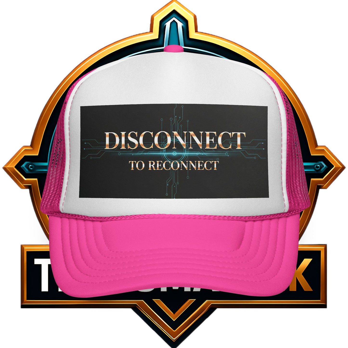 Reconnect and Chill Trucker Cap, Casual Summer Hat, Outdoor Style, Gift for Gamers, Disconnect to Reconnect, Adjustable Retro Cap