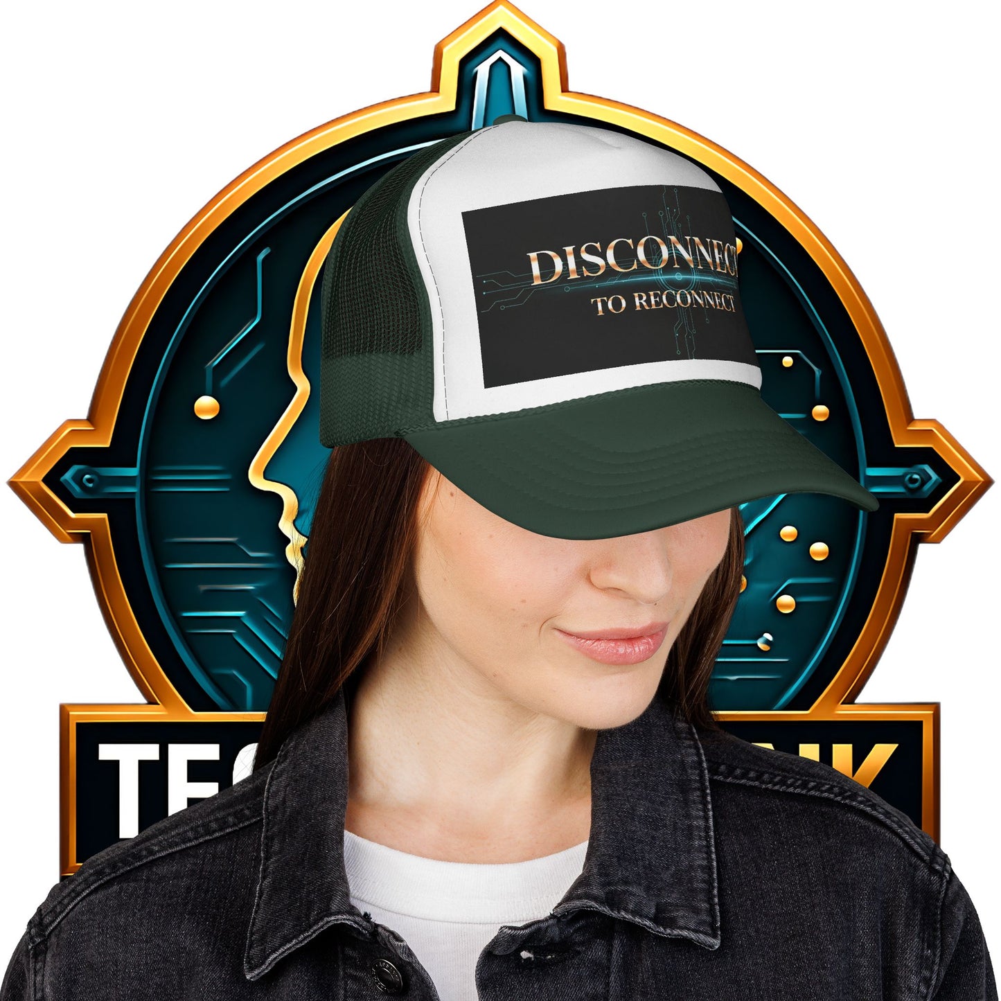 Reconnect and Chill Trucker Cap, Casual Summer Hat, Outdoor Style, Gift for Gamers, Disconnect to Reconnect, Adjustable Retro Cap