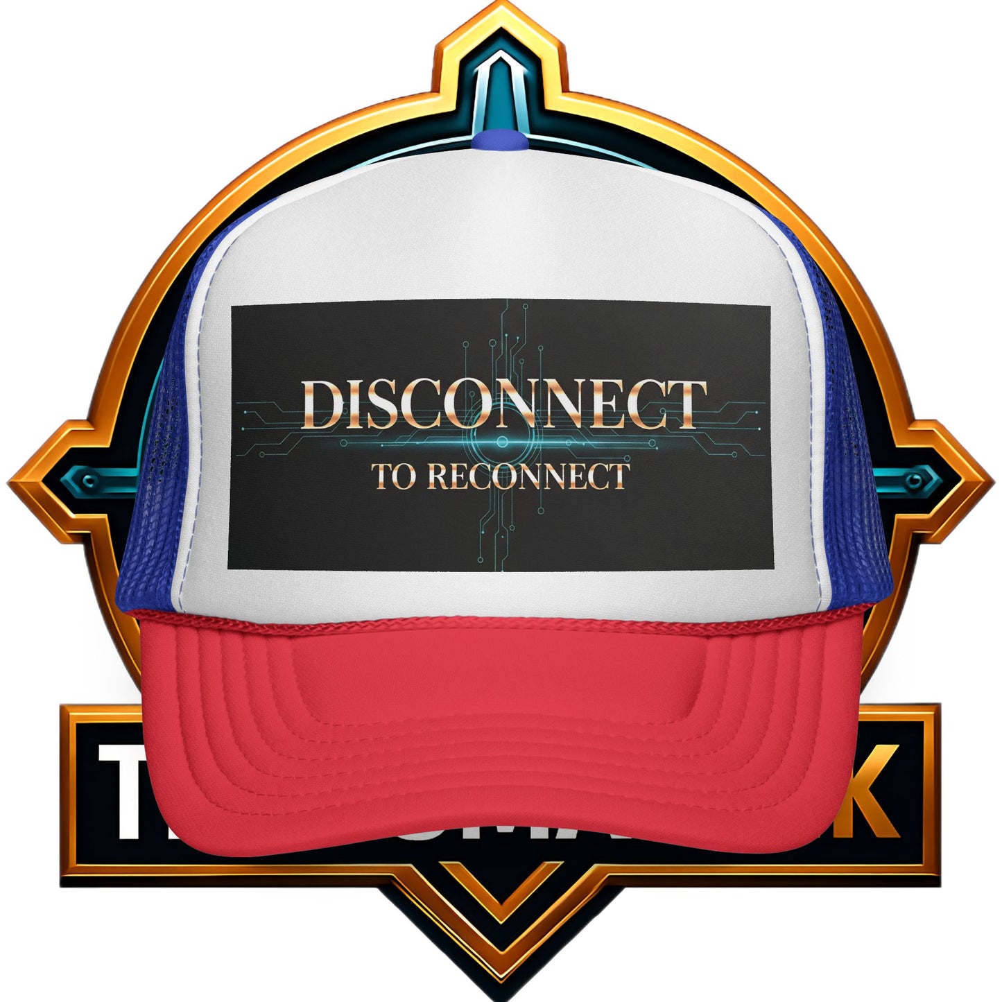 Reconnect and Chill Trucker Cap, Casual Summer Hat, Outdoor Style, Gift for Gamers, Disconnect to Reconnect, Adjustable Retro Cap
