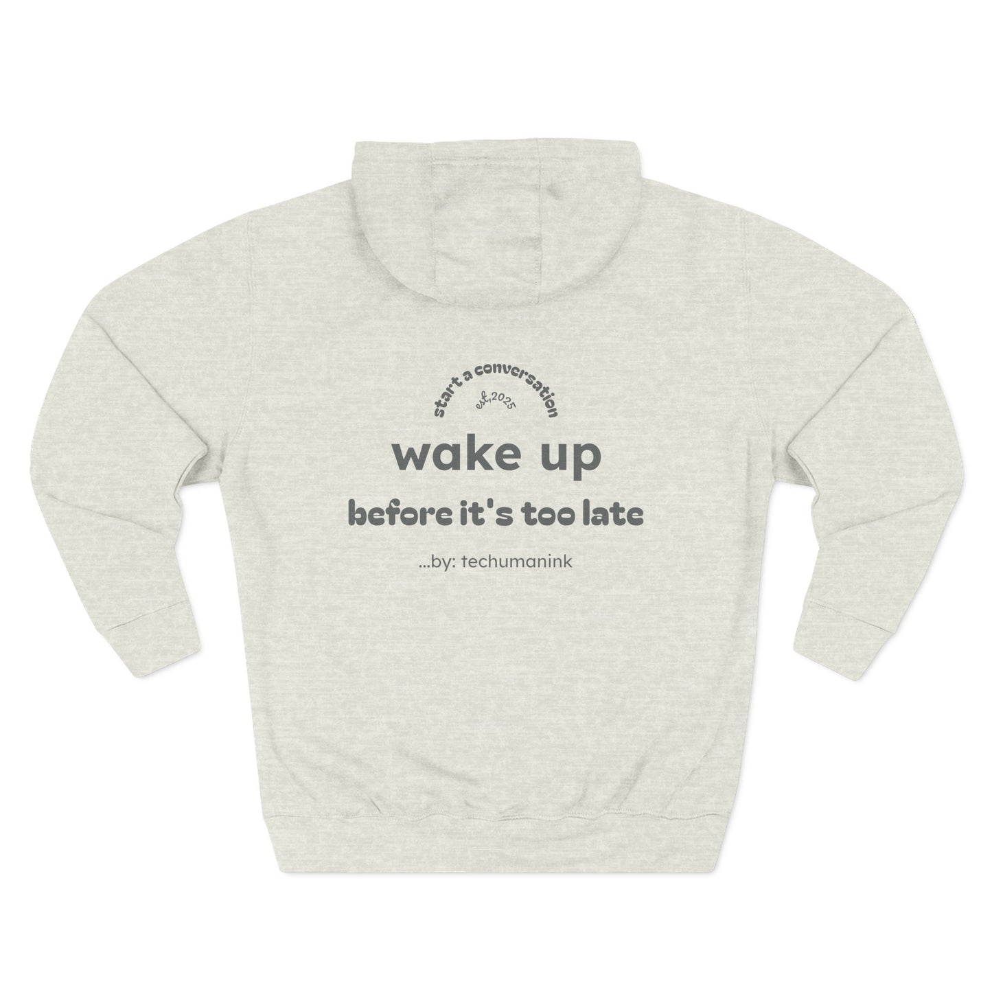 Skull Graphic Fleece Hoodie - Wake Up Before It's Too Late - Cozy Casual Wear, Unisex Streetwear, Halloween Gift, Music Lover Apparel, [...]