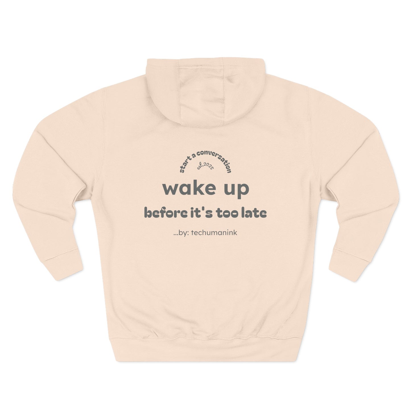 Skull Graphic Fleece Hoodie - Wake Up Before It's Too Late - Cozy Casual Wear, Unisex Streetwear, Halloween Gift, Music Lover Apparel, [...]