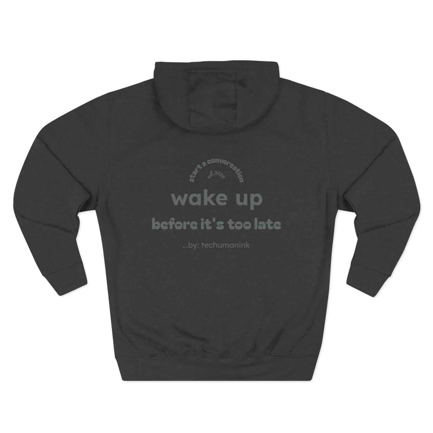 Skull Graphic Fleece Hoodie - Wake Up Before It's Too Late - Cozy Casual Wear, Unisex Streetwear, Halloween Gift, Music Lover Apparel, [...]