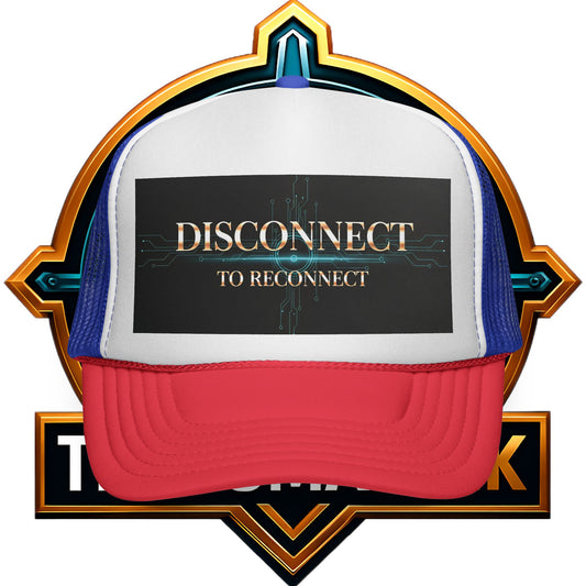 Reconnect and Chill Trucker Cap, Casual Summer Hat, Outdoor Style, Gift for Gamers, Disconnect to Reconnect, Adjustable Retro Cap
