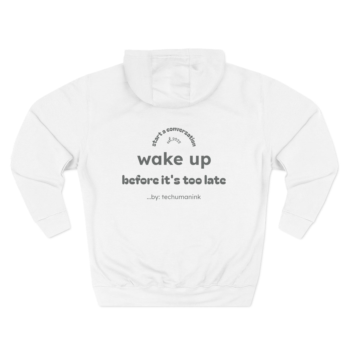 Skull Graphic Fleece Hoodie - Wake Up Before It's Too Late - Cozy Casual Wear, Unisex Streetwear, Halloween Gift, Music Lover Apparel, [...]