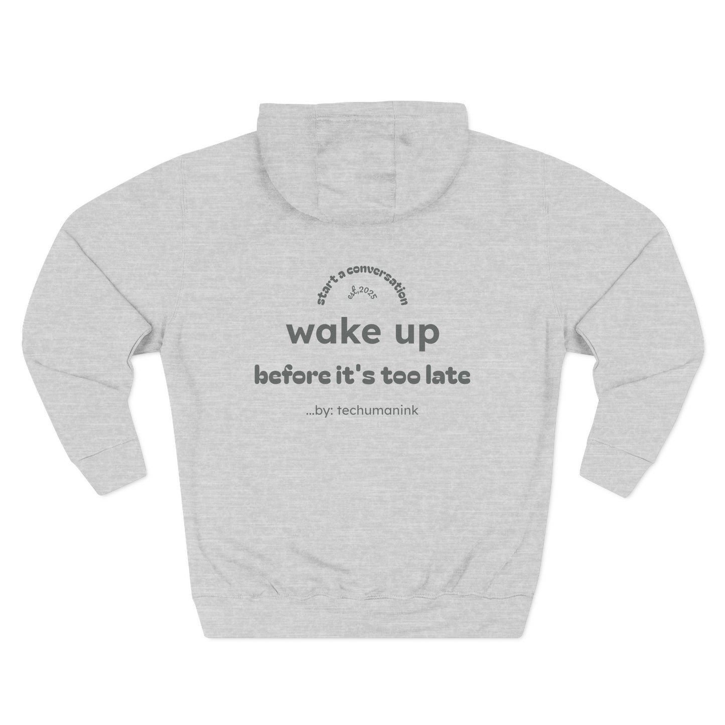 Skull Graphic Fleece Hoodie - Wake Up Before It's Too Late - Cozy Casual Wear, Unisex Streetwear, Halloween Gift, Music Lover Apparel, [...]